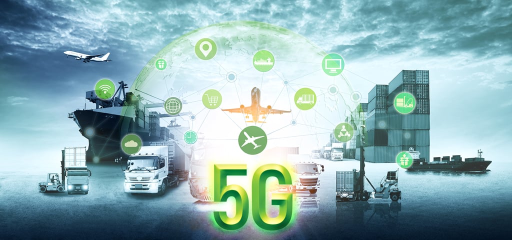 Distribution of logistics networks on industrial freight planes for fast delivery or online ordering. The concept of modern life, business, city life and internet of things