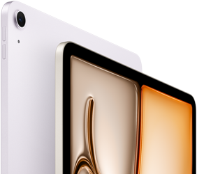 iPad Air, สีม่วง, ภายนอกด้านหน้า, ภายนอกด้านหลัง, กล้องหลังไวด์ 12MP ที่มุมบนซ้าย