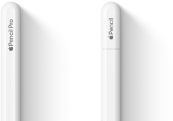 Apple Pencil Pro และ Apple Pencil (USB-C) วางคู่กัน