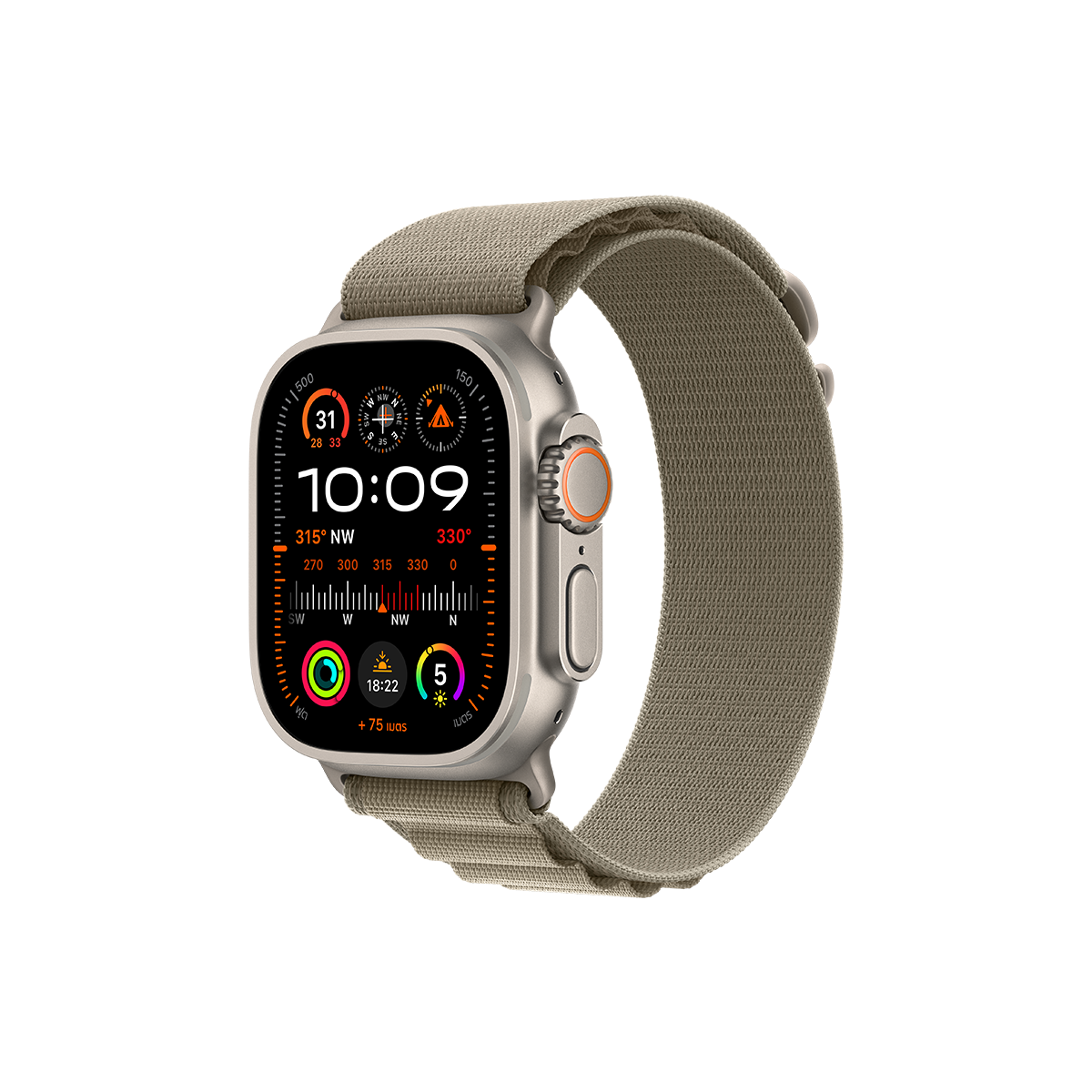 Apple Watch Ultra 2 GPS + Cellular, 49mm ตัวเรือน Titanium สายแบบ Alpine Loop สีเขียวมะกอก ขนาด S